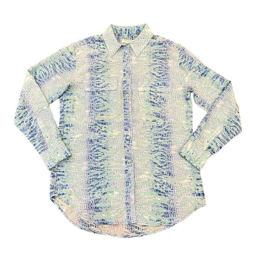 Equipment Femme animal print silk button front shirt